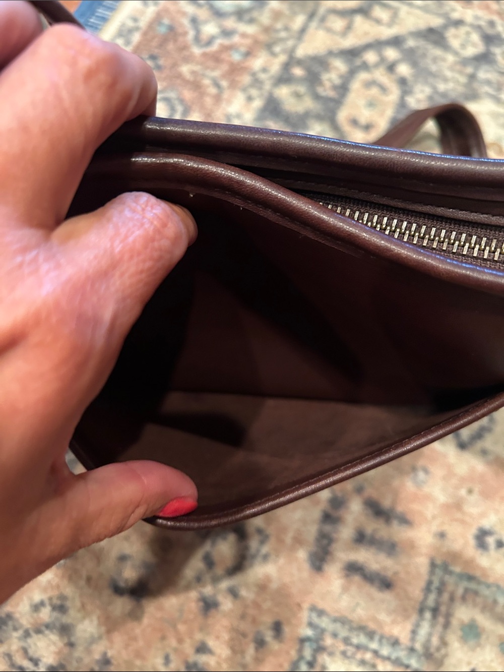Coach Dark Brown Leather Crossbody with Brass Accents - Picture 9 of 15